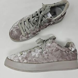 RAG & BONE SNEAKERS DOVE CRUSHED VELVET RB1 LOW TOP SILVER GRAY WOMENS SIZE 7.5